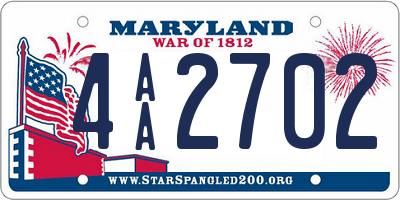 MD license plate 4AA2702