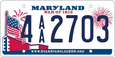 MD license plate 4AA2703