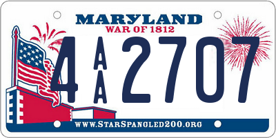 MD license plate 4AA2707