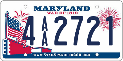 MD license plate 4AA2721