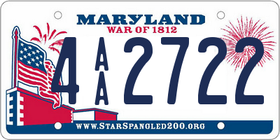 MD license plate 4AA2722