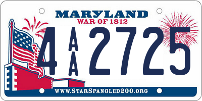 MD license plate 4AA2725