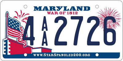 MD license plate 4AA2726