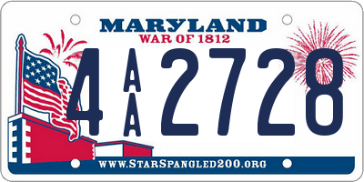 MD license plate 4AA2728
