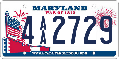 MD license plate 4AA2729