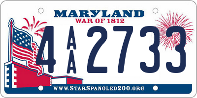 MD license plate 4AA2733