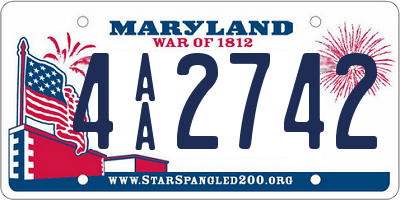 MD license plate 4AA2742