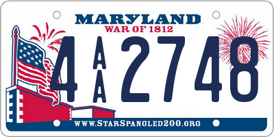 MD license plate 4AA2748