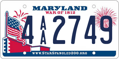 MD license plate 4AA2749