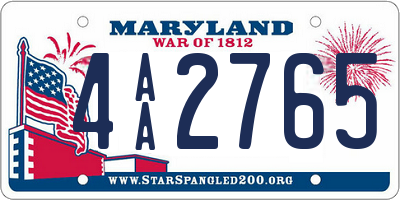 MD license plate 4AA2765