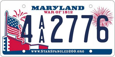 MD license plate 4AA2776