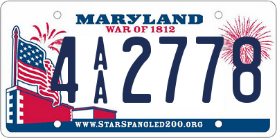 MD license plate 4AA2778