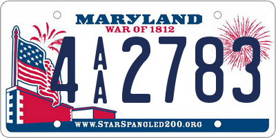 MD license plate 4AA2783