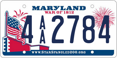 MD license plate 4AA2784