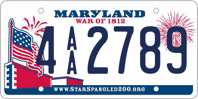 MD license plate 4AA2789