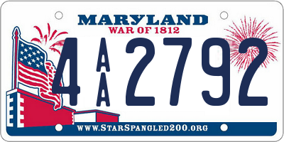 MD license plate 4AA2792