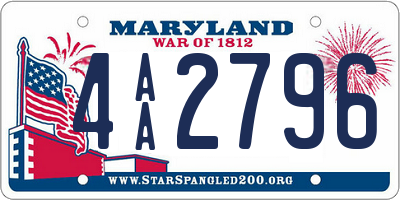 MD license plate 4AA2796