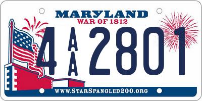 MD license plate 4AA2801