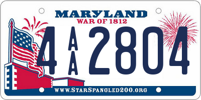 MD license plate 4AA2804