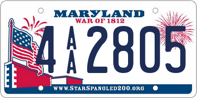 MD license plate 4AA2805