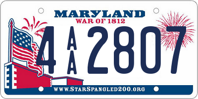 MD license plate 4AA2807