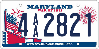 MD license plate 4AA2821