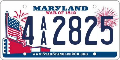 MD license plate 4AA2825