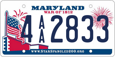 MD license plate 4AA2833