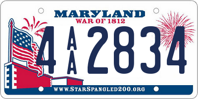 MD license plate 4AA2834