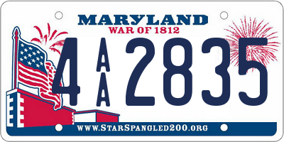 MD license plate 4AA2835