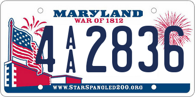 MD license plate 4AA2836