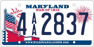 MD license plate 4AA2837