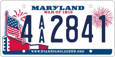 MD license plate 4AA2841