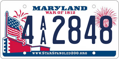 MD license plate 4AA2848