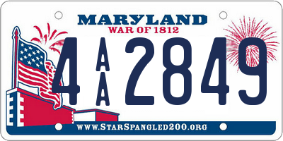 MD license plate 4AA2849