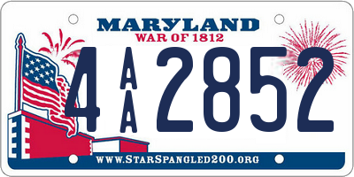 MD license plate 4AA2852