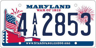MD license plate 4AA2853
