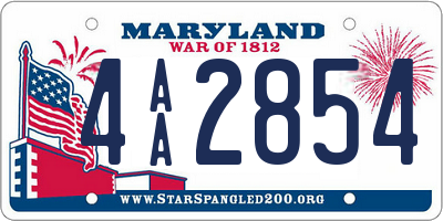 MD license plate 4AA2854