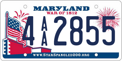 MD license plate 4AA2855