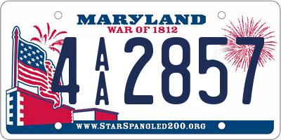 MD license plate 4AA2857