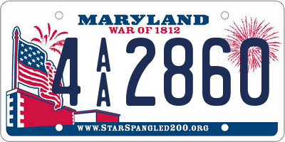 MD license plate 4AA2860