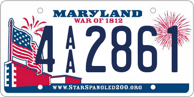 MD license plate 4AA2861