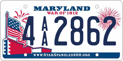 MD license plate 4AA2862