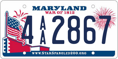 MD license plate 4AA2867