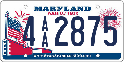 MD license plate 4AA2875