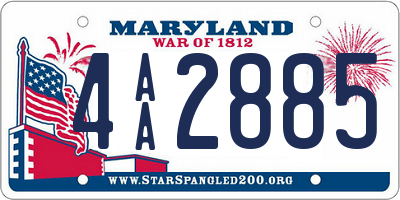 MD license plate 4AA2885