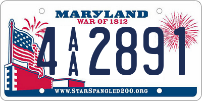 MD license plate 4AA2891