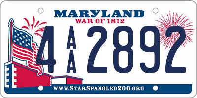 MD license plate 4AA2892