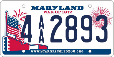 MD license plate 4AA2893