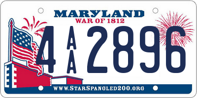 MD license plate 4AA2896